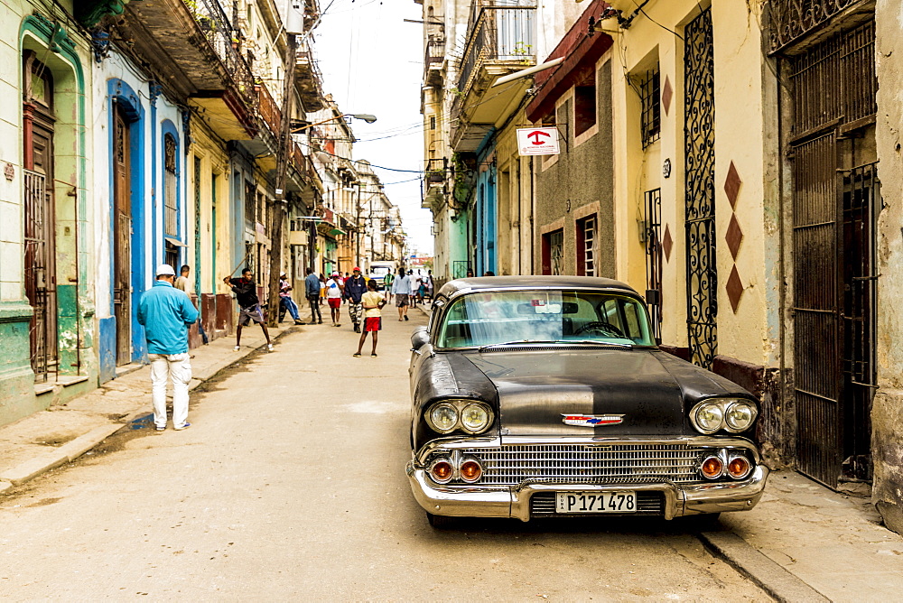 A typical street scene in Havana, Cuba, West Indies, Central America