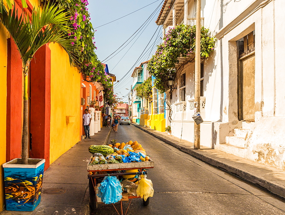 Fruit for sale on the street in Getsemani in Cartagena, Colombia, South America