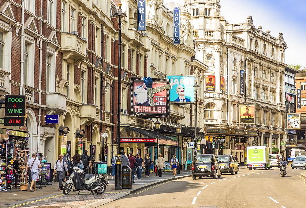 A view of Shaftsbury Avenue in Theatreland, Soho, London, England, United Kingdom, Europe