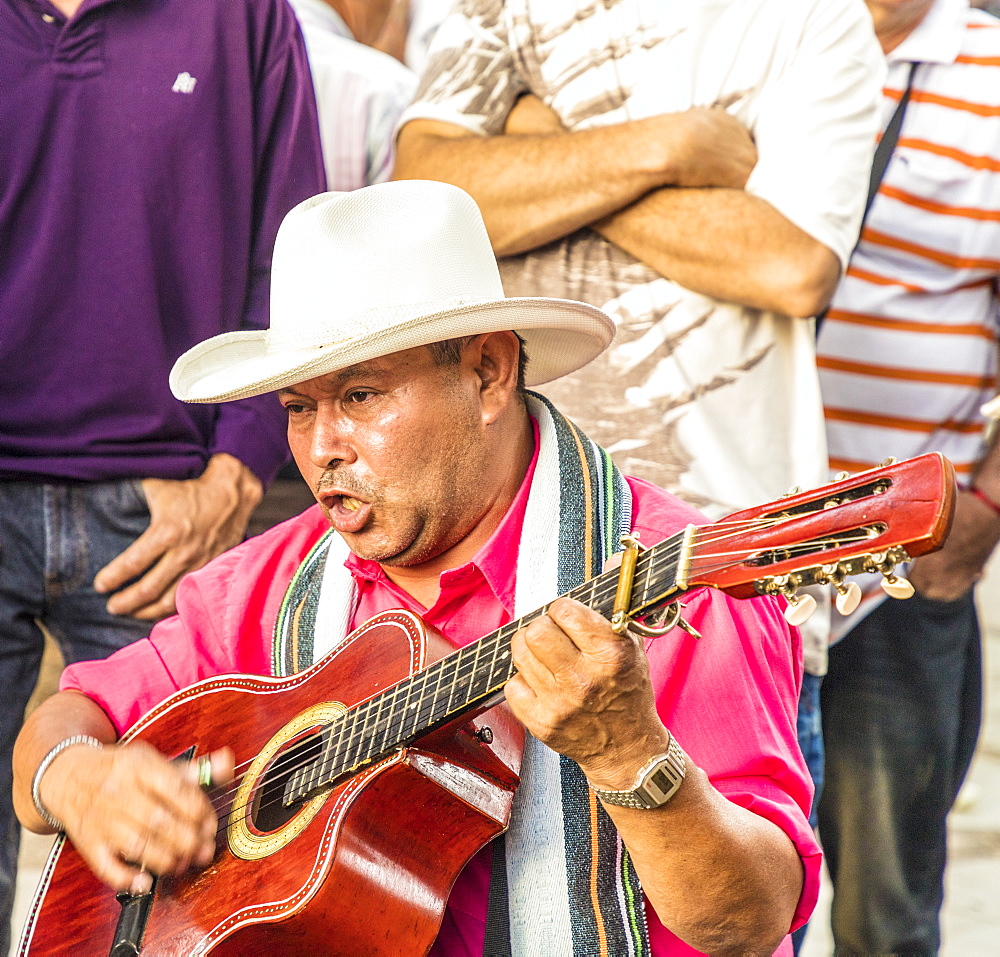 A local musician in Medellin, Colombia, South America