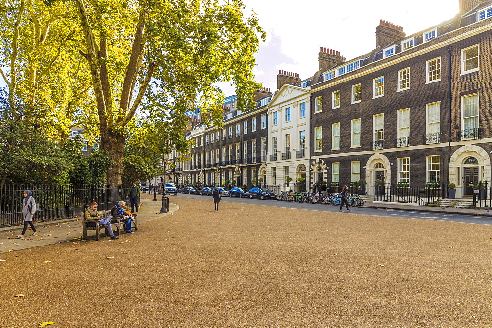 The beautiful Georgian architecture in Bedford Square in Bloomsbury, London, England, United Kingdom, Europe