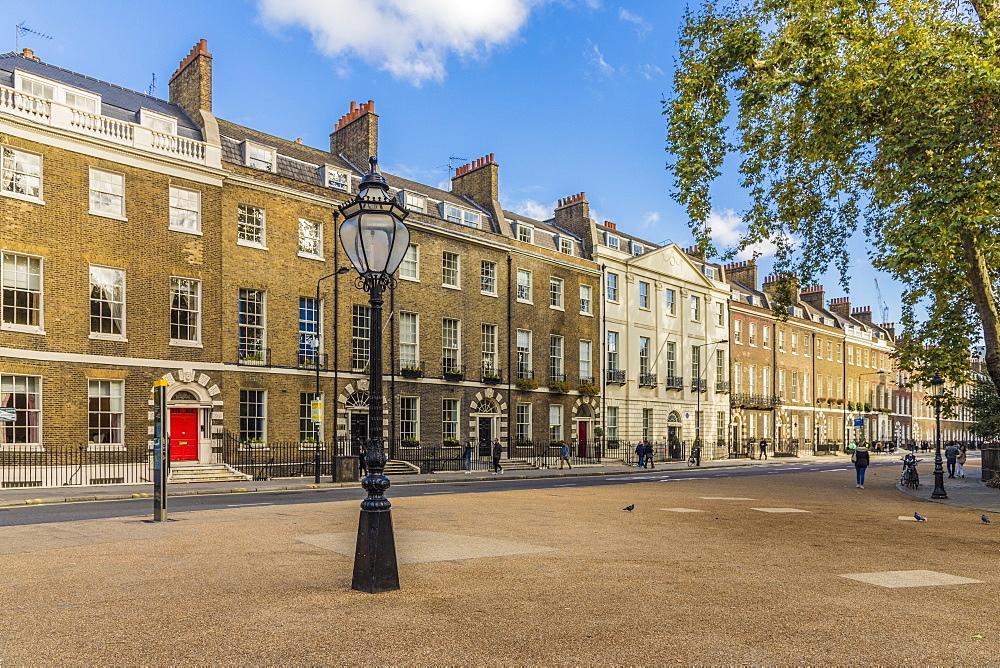 Beautiful Georgian architecture in Bedford Square in Bloomsbury, London, England, United Kingdom, Europe