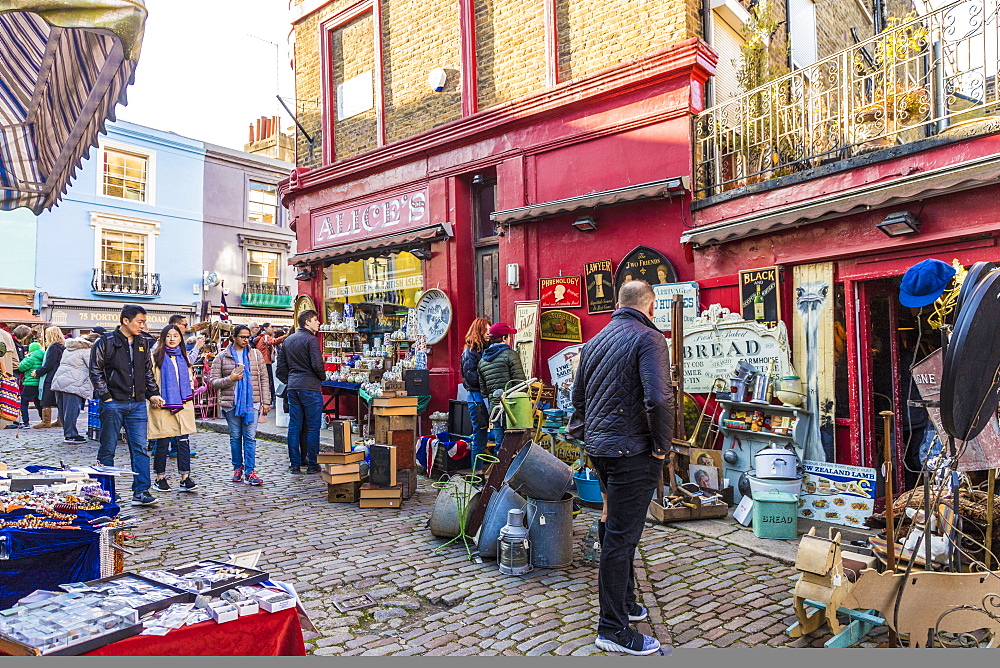 A market scene at Portobello Road market, in Notting Hill, London, England, United Kingdom, Europe