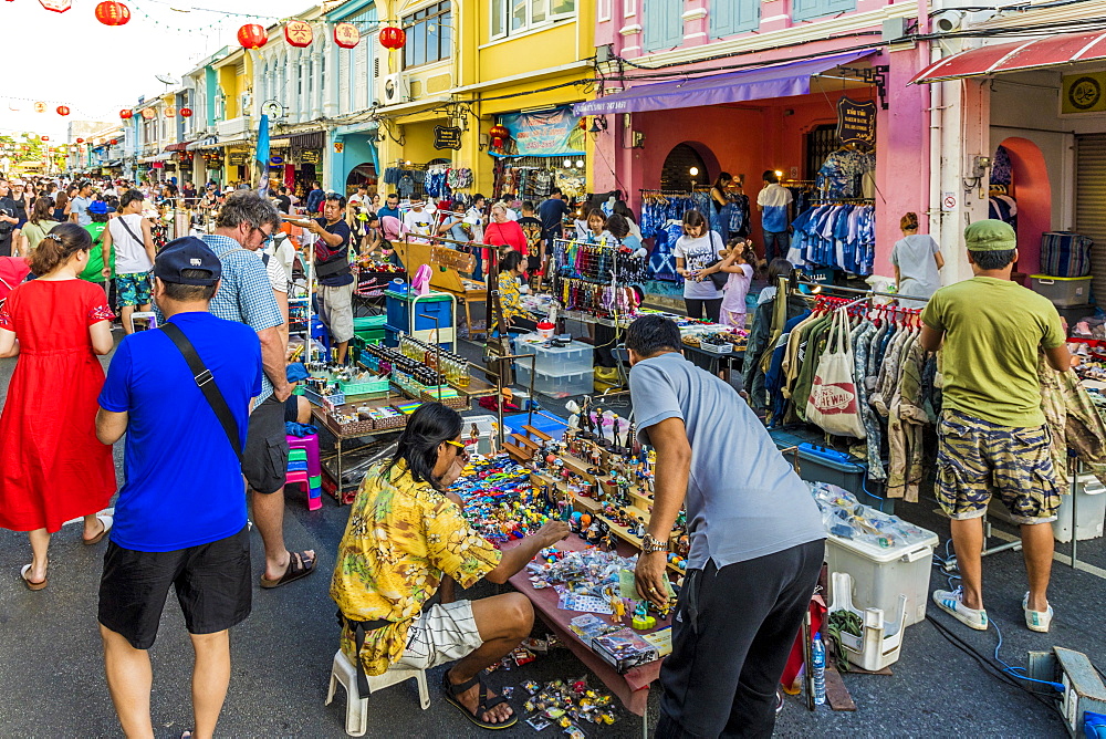 The famous Walking Street night market in Phuket old Town, Phuket, Thailand, Southeast Asia, Asia