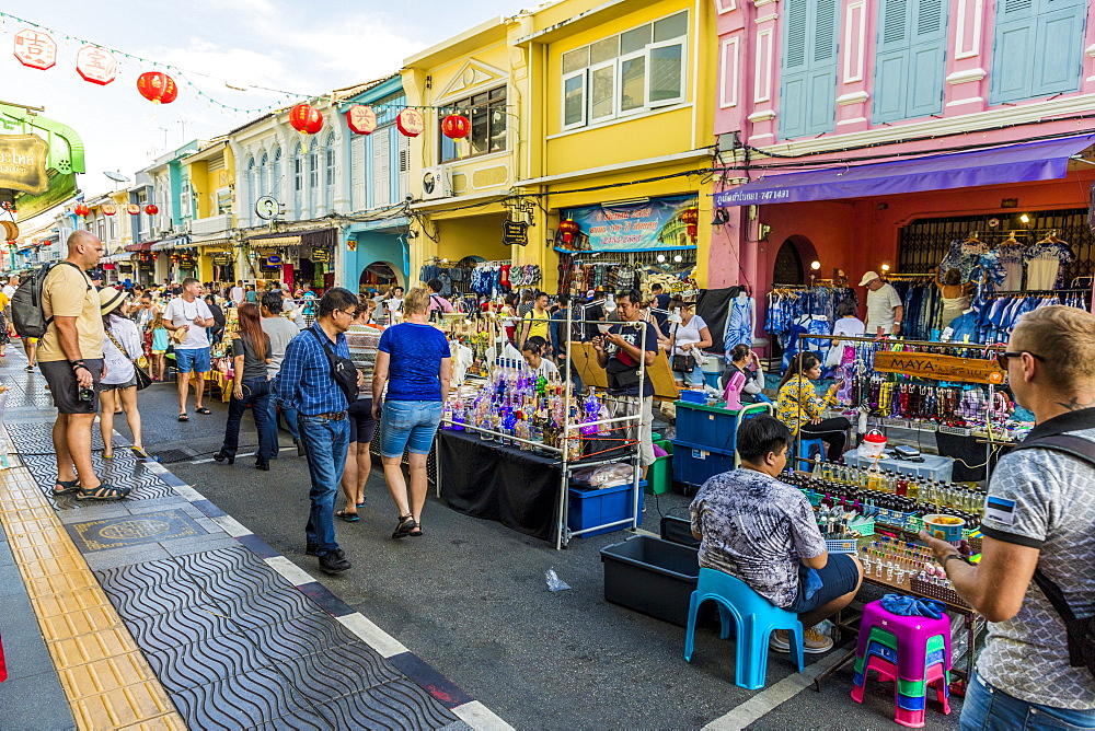 The famous Walking Street night market in Phuket old Town, Phuket, Thailand, Southeast Asia, Asia