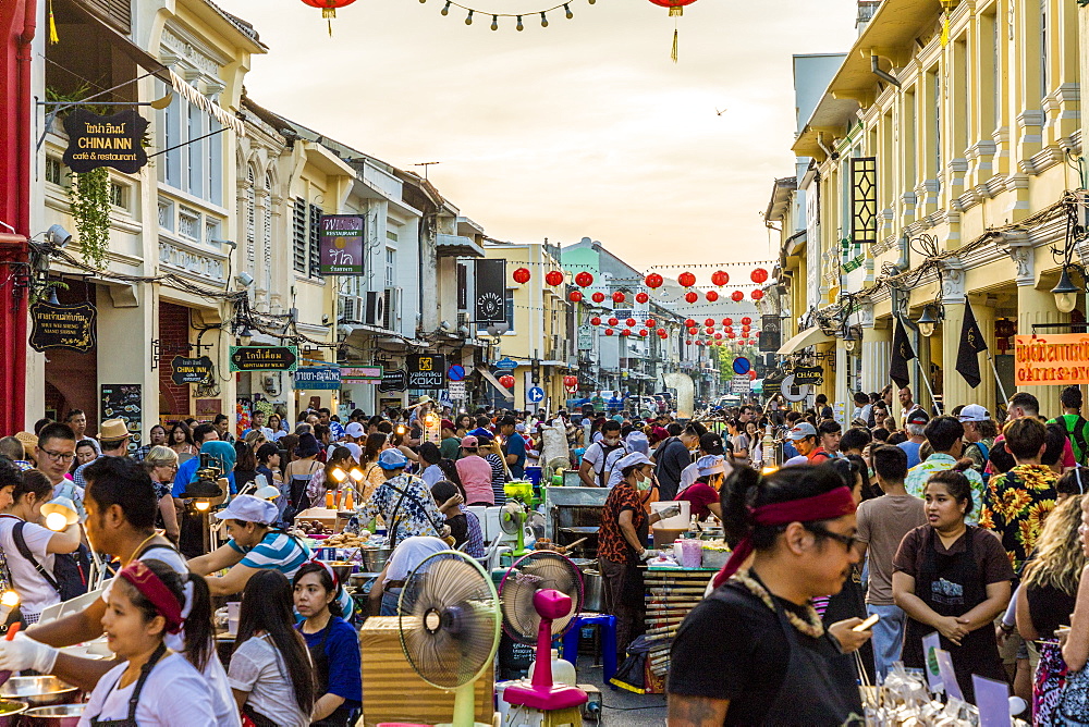 The famous Walking Street night market in Phuket old Town, Phuket, Thailand, Southeast Asia, Asia