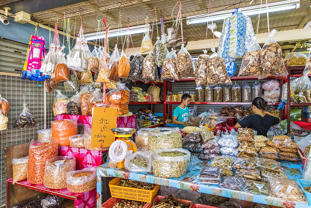 Spices for sale at the indoor market in Phuket old town, Phuket, Thailand, Southeast Asia, Asia