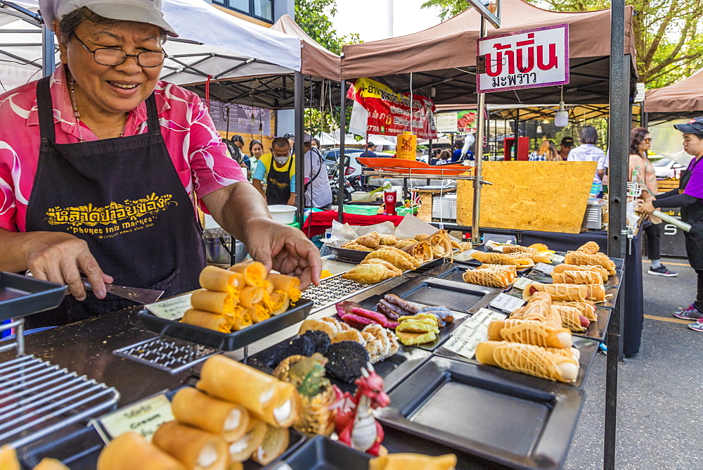 A food stall at the Indy market in Phuket old town, Phuket, Thailand, Southeast Asia, Asia