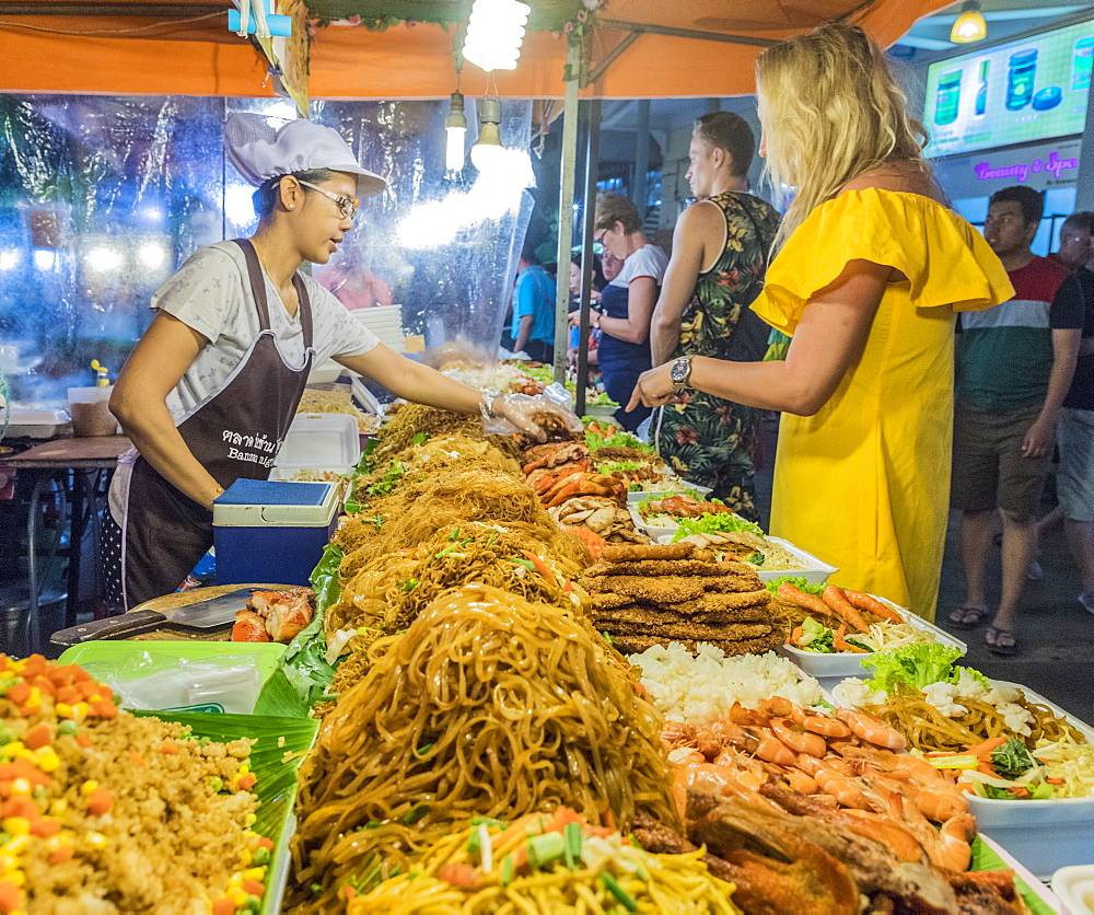 A noodle stall at the Banzaan night market in Patong, Phuket, Thailand, Southeast Asia, Asia