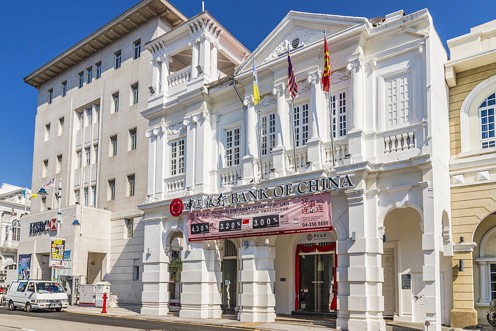 The Bank of China heritage building, George Town, Penang Island, Malaysia, Southeast Asia, Asia