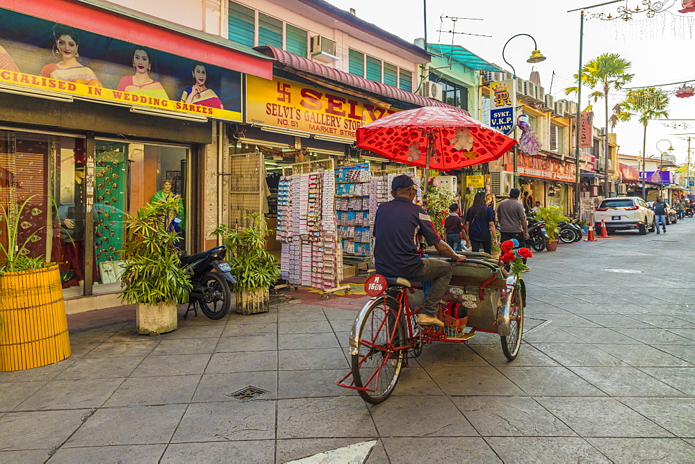 A street scene in Little India, George Town, Penang Island, Malaysia, Southeast Asia, Asia