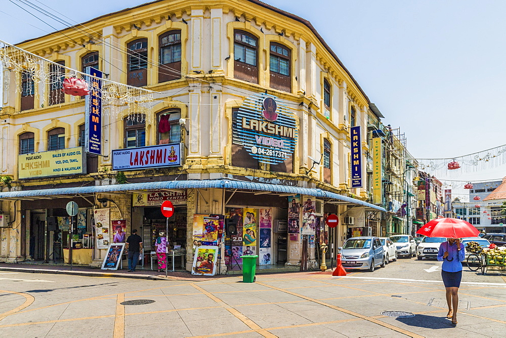 A street scene in Little India, George Town, Penang Island, Malaysia, Southeast Asia, Asia