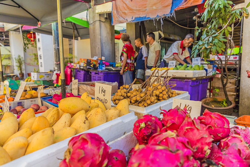 Fruit stall at Campbell Street Market in George Town, UNESCO World Heritage site, Penang Island, Malaysia, Southeast Asia, Asia