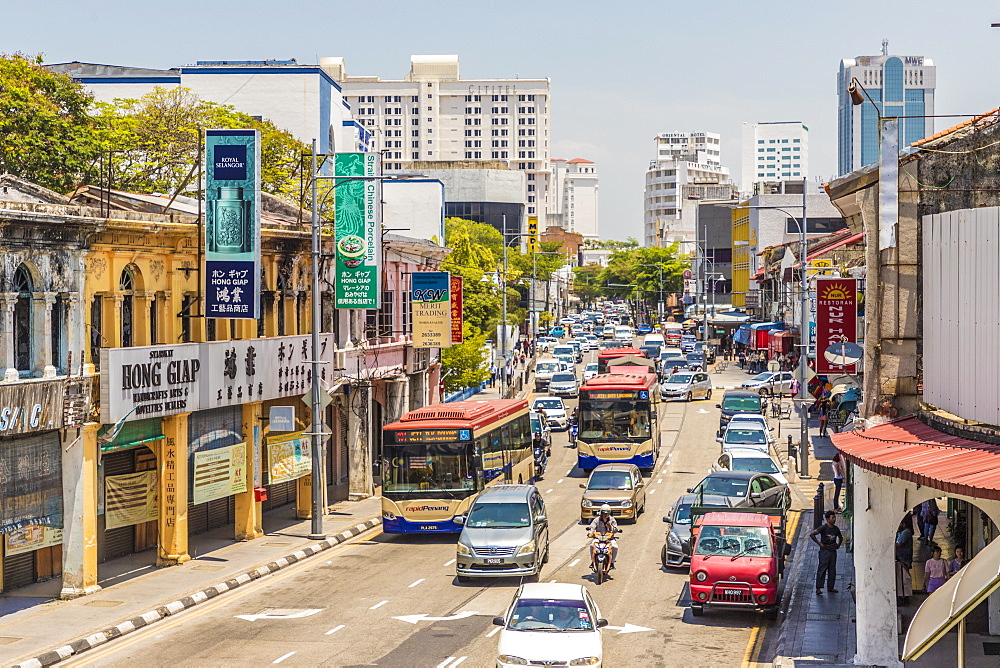 A street scene in George Town, Penang Island, Malaysia, Southeast Asia, Asia