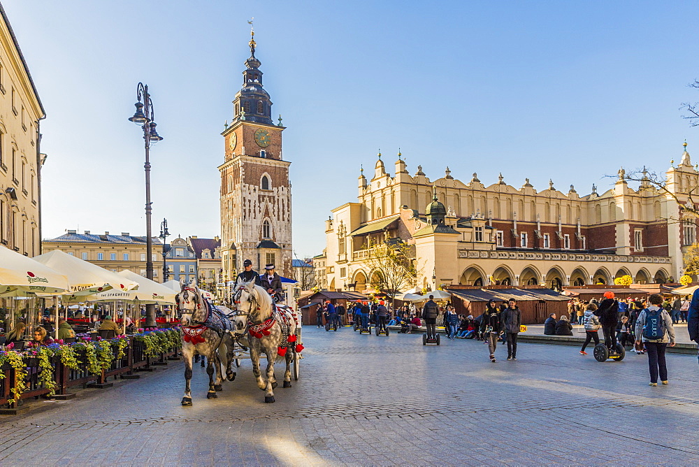 St. Mary's Basilica in the main square in the medieval old town of Krakow, UNESCO World Heritage site, in Krakow, Poland, Europe