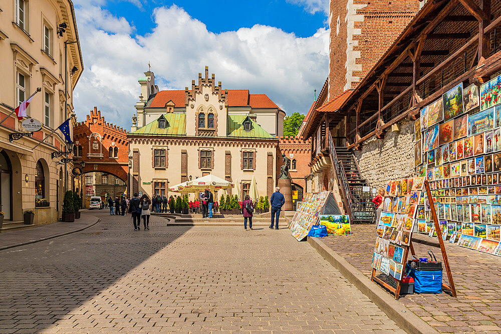 A colourful outdoor gallery in the medieval old town, UNESCO World Heritage Site, Krakow, Poland, Europe