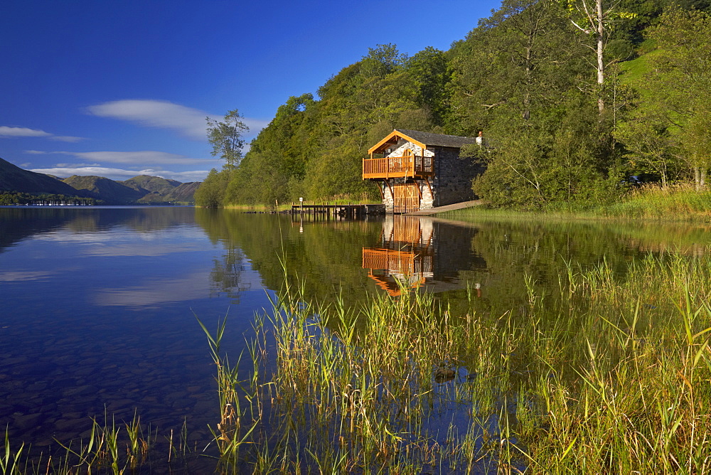 The Duke of Portland boathouse on the shore of Ullswater, Lake District National Park, UNESCO World Heritage Site, Cumbria, England, United Kingdom, Europe