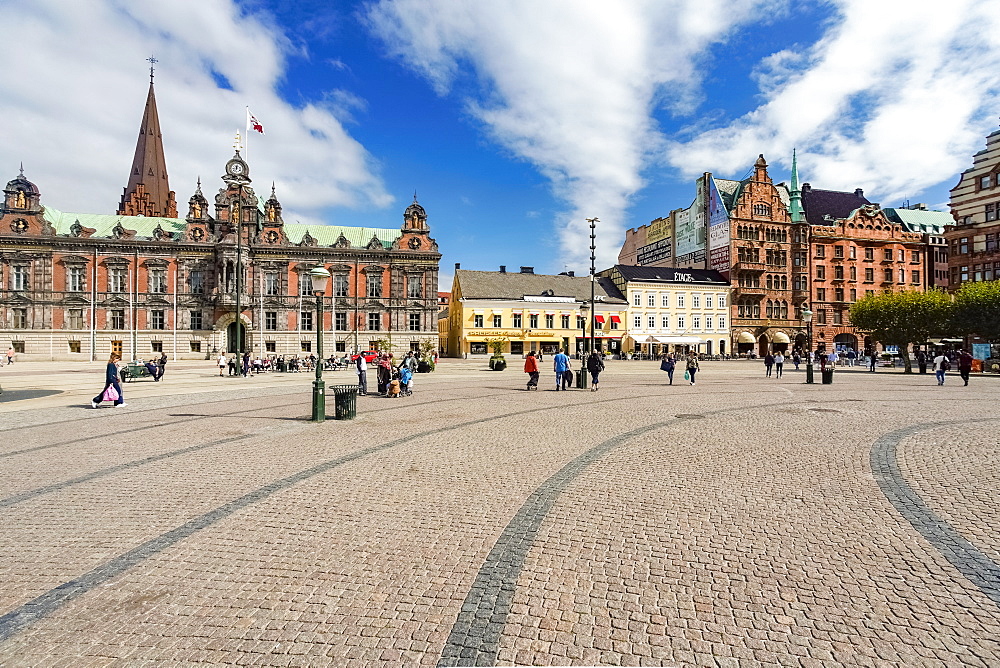 Stortorget, large plaza with the town hall, Malmo, Skane county, Sweden, Europe