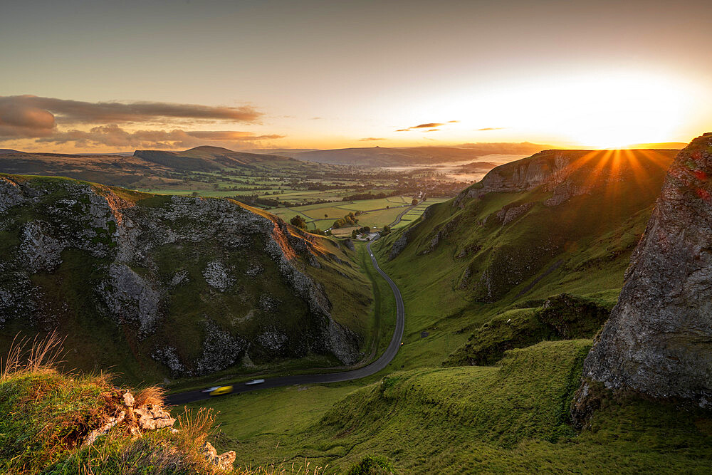 Winnats Pass at sunrise, The Peak District, Derbyshire