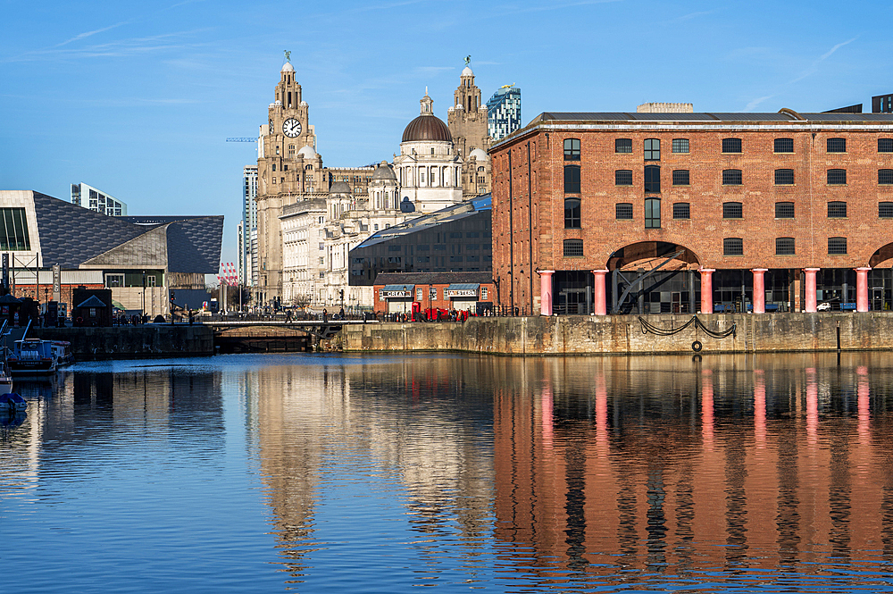 Albert Dock and Lver Building, Liverpool, Merseyside, England, UK