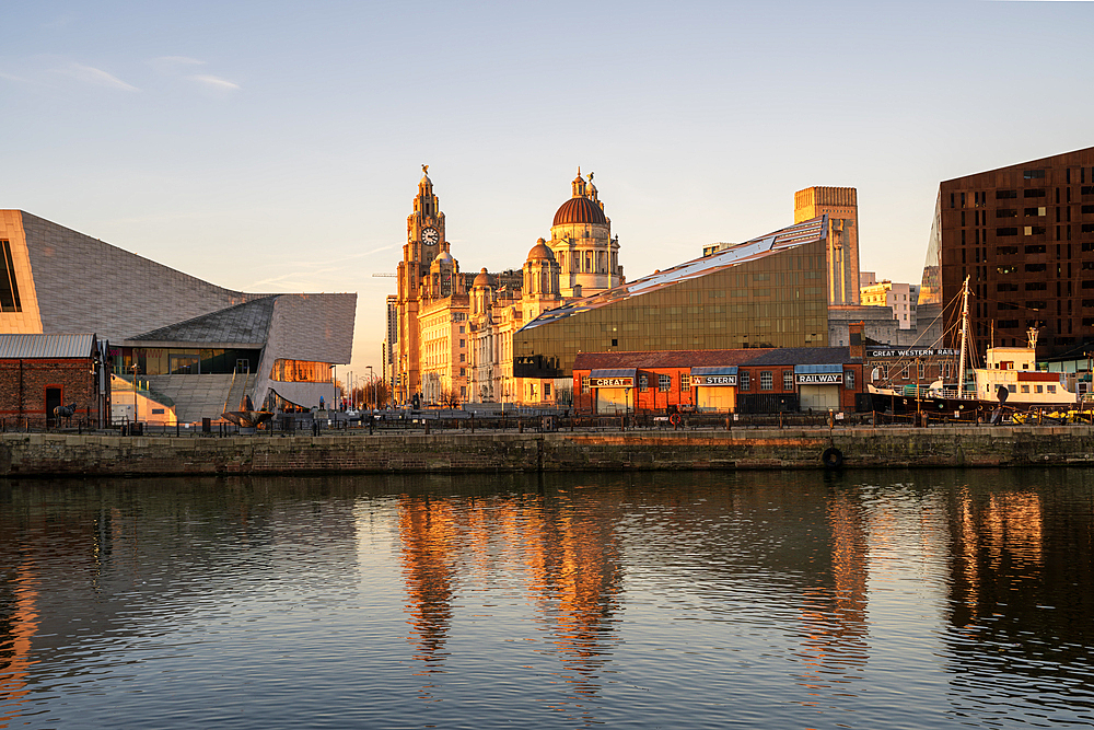 The Liver Buildings and the Albert Dock, Liverpool Merseyside