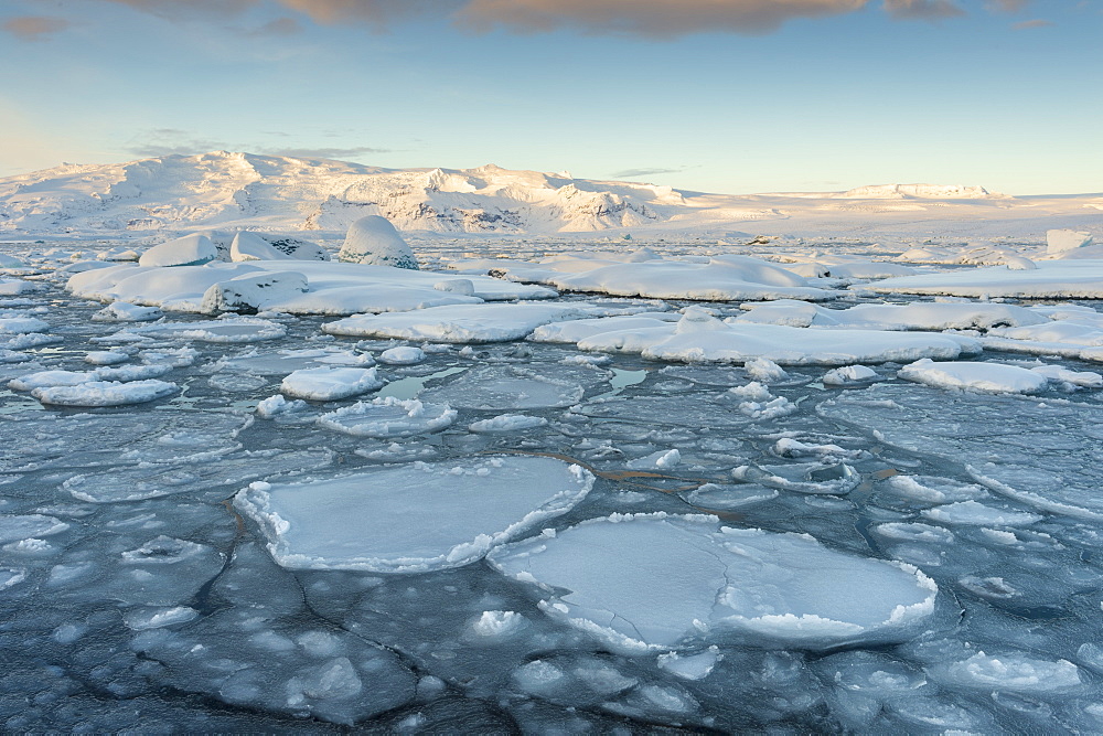 Ice formations in winter at Jokulsarlon lagoon, Jokulsarlon, South Iceland, Iceland, Polar Regions