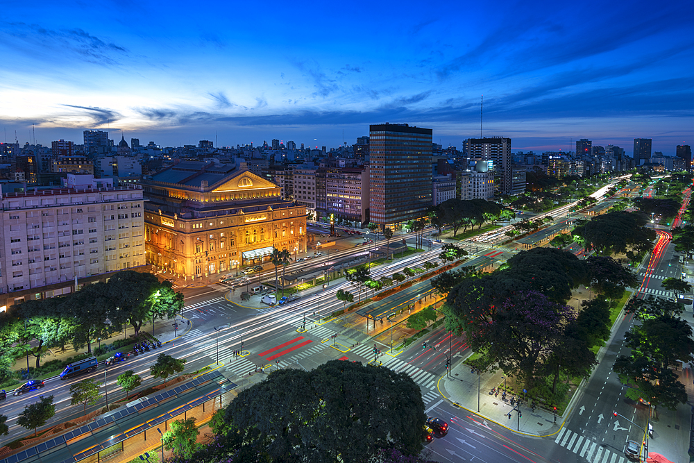 9 de Julio Avenue at night, Buenos Aires, Argentina, South America