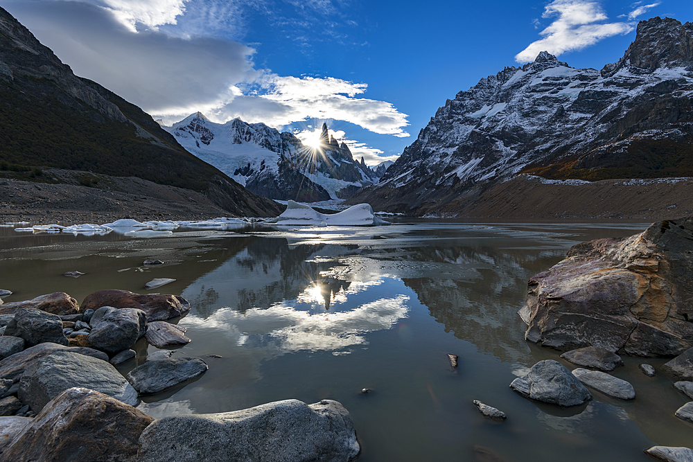 Sunset at Laguna Torre, Los Glaciares National Park, UNESCO World Heritage Site, Santa Cruz Province, Argentina, South America