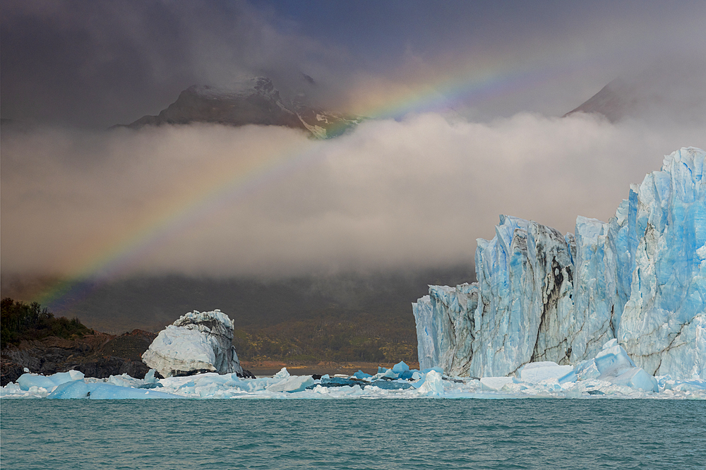 Rainbow over Perito Moreno Glacier in Los Glaciares National Park, UNESCO World Heritage Site, Santa Cruz Province, Patagonia, Argentina, South America