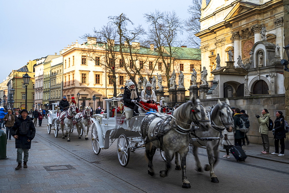 Horse drawn carriage, Krakow, Poland, Europe