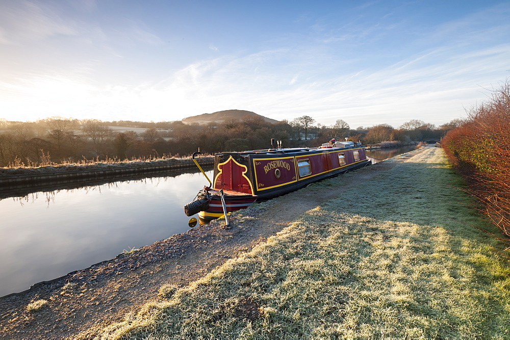 Barge in canal in Congleton, Cheshire, United Kingdom, Europe