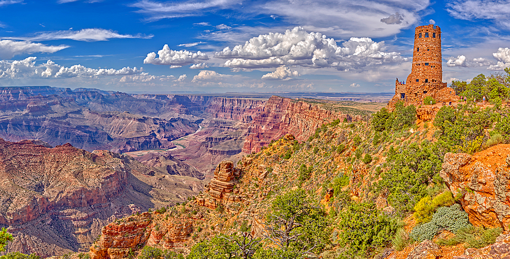 View of Grand Canyon west of the historic Watch Tower, managed by the National Park Service, UNESCO World Heritage Site, Arizona, United States of America, North America