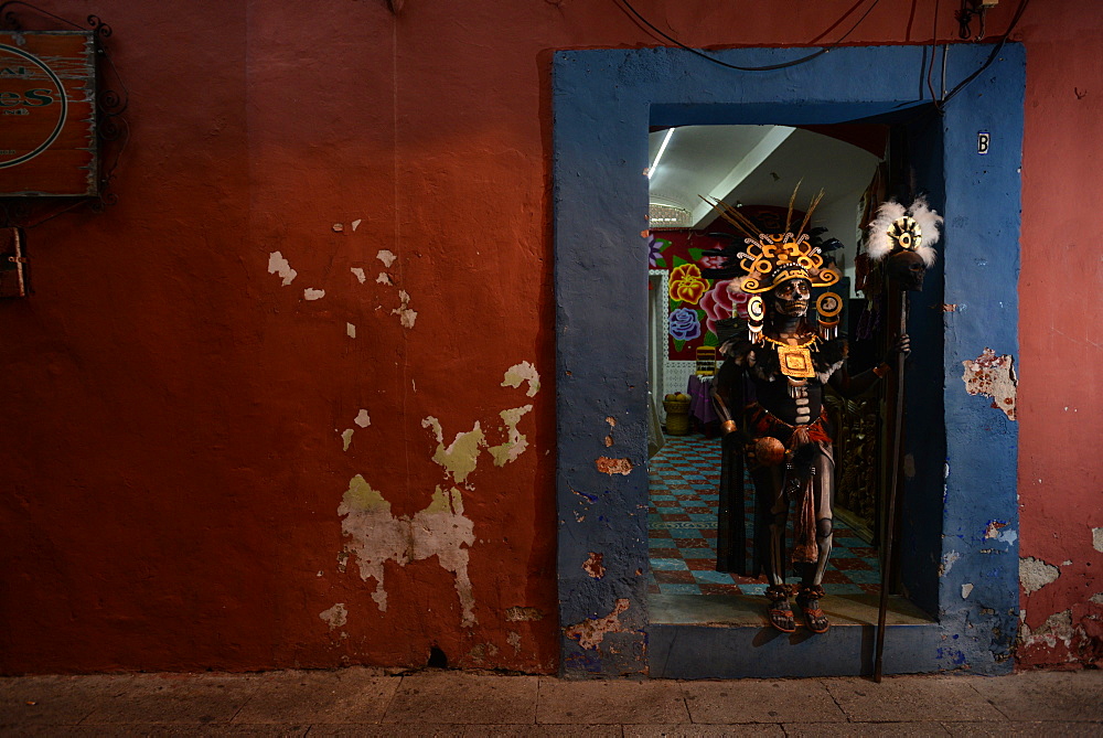 People participating in comparsas (street dances) during the Day of The Dead Celebration, Oaxaca City, Oaxaca, Mexico, North America