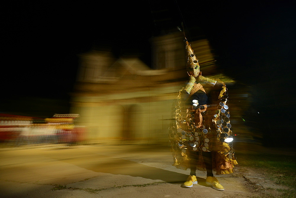 Comparsas (street dances) at the village of San Jose Etla where people disguise as mythical creatures, Oaxaca, Mexico, North America