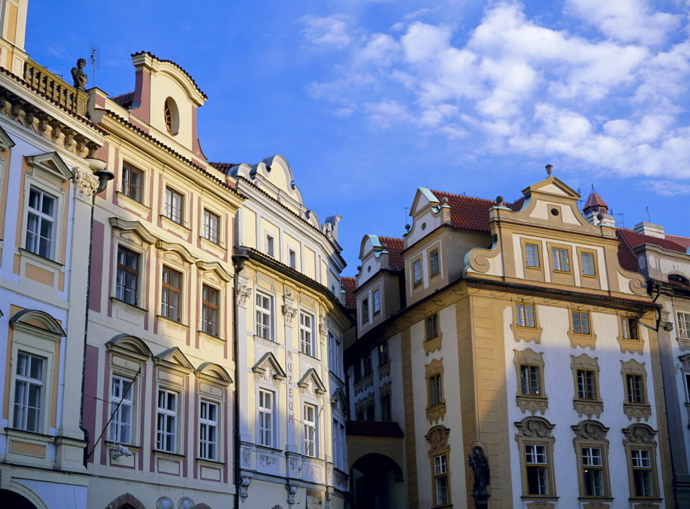 Building facades in the Old Town Square, Prague, UNESCO World Heritage Site, Czech Republic, Europe