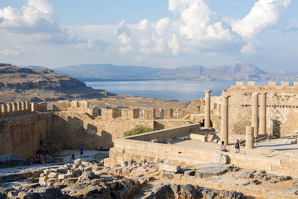 Acropolis of Lindos, Rhodes, Dodecanese, Greek Islands, Greece, Europe