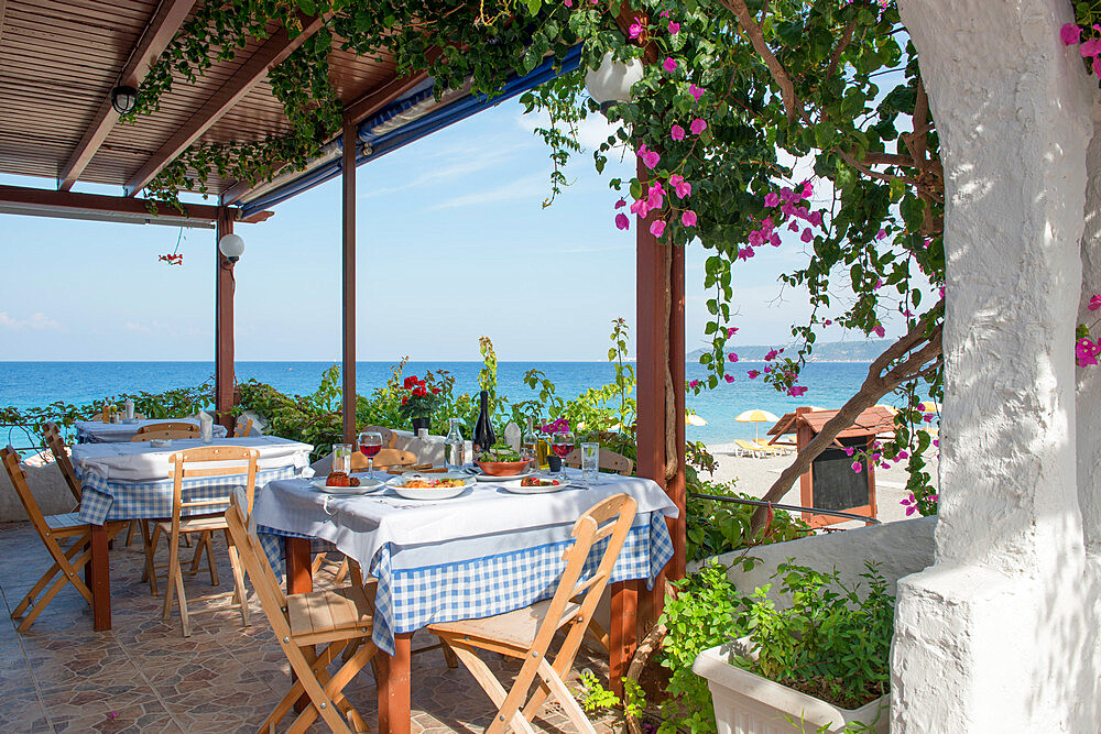 Greek Restaurant in Ialyssos, Rhodes, Dodecanese, Greek Islands, Greece, Europe