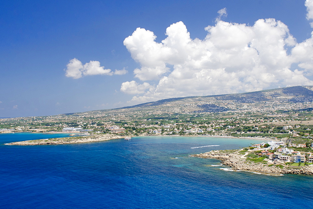 Aerial view of Coral Bay, Paphos, Cyprus, Mediterranean, Europe