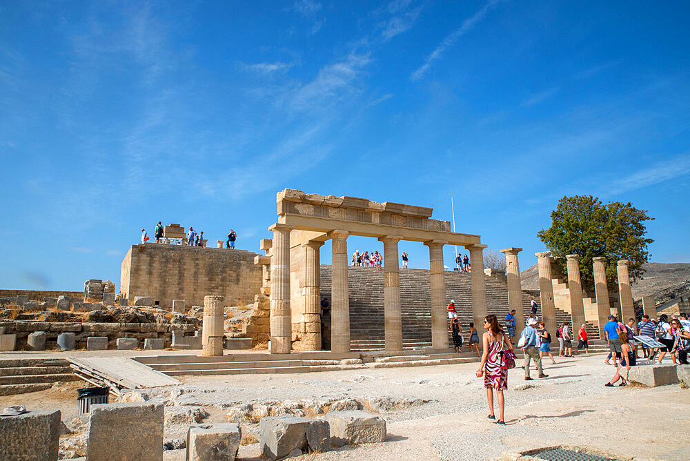 The Acropolis of Lindos, Rhodes, Dodecanese, Greek Islands, Greece, Europe