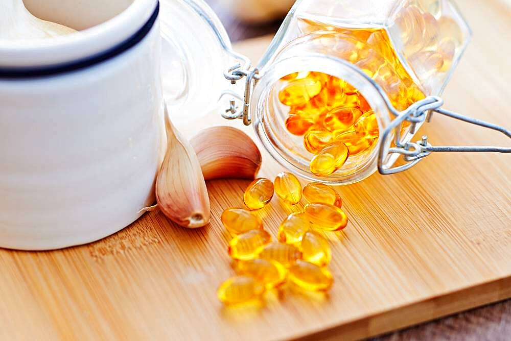 Garlic oil capsules.