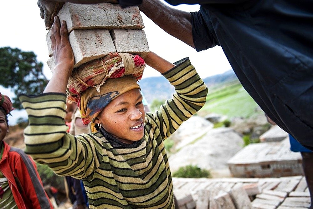 Brick workers near Ranomafana, Haute Matsiatra Region, Madagascar