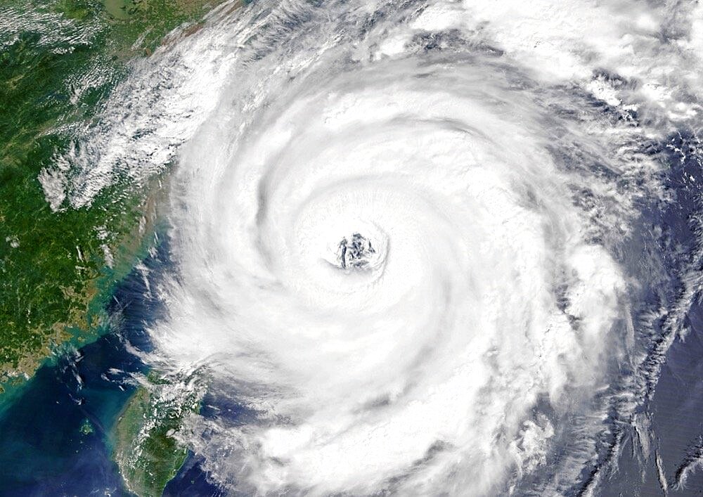 Satellite image of Typhoon Talim in 2017 over the East China Sea. Image taken on September 16, 2017.