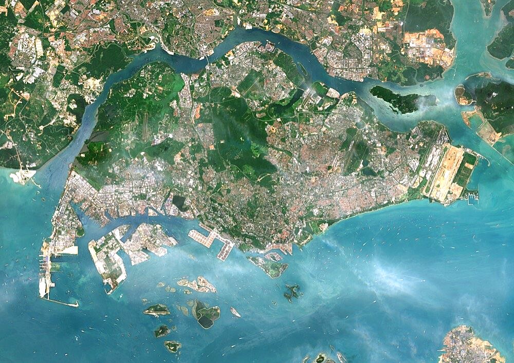 Color satellite image of Singapore. Image collected on July 10, 2017 by Sentinel-2 satellites.