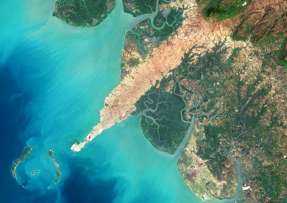 Color satellite image of Conakry, capital city of Guinea. Image collected on March 03, 2017 by Sentinel-2 satellites.