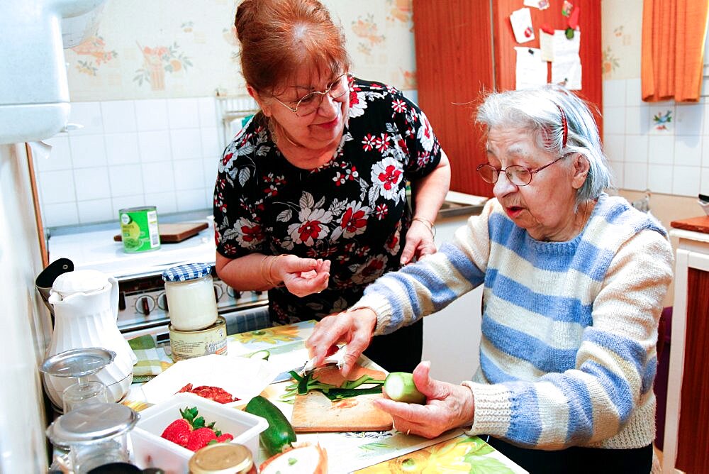 Senior in kitchen