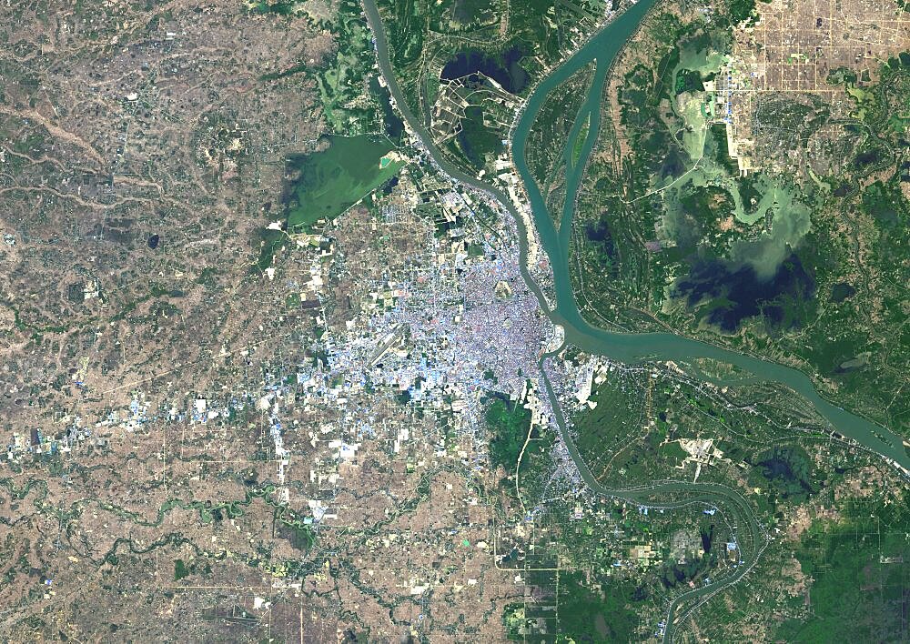 Colour satellite image of Phnom Penh, Cambodia. This image was taken on January 15, 2015 by Landsat 8 satellite.