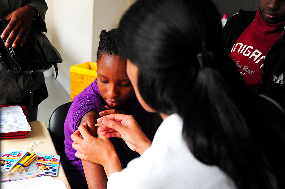 Cornet health centre in Pantin, France where free vaccination sessions are held. The sessions are carried out in the presence of two council health officers who provide the vaccines.