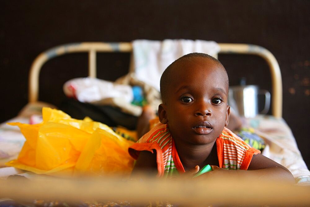 Photo essay in Lome, Togo. Child in hospital. Department of neurosurgery.