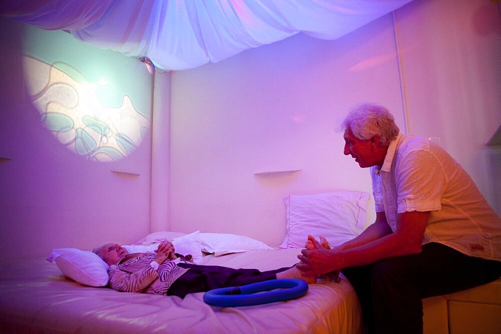 Alzheimer Patient and Doctor in Snoezelen Room