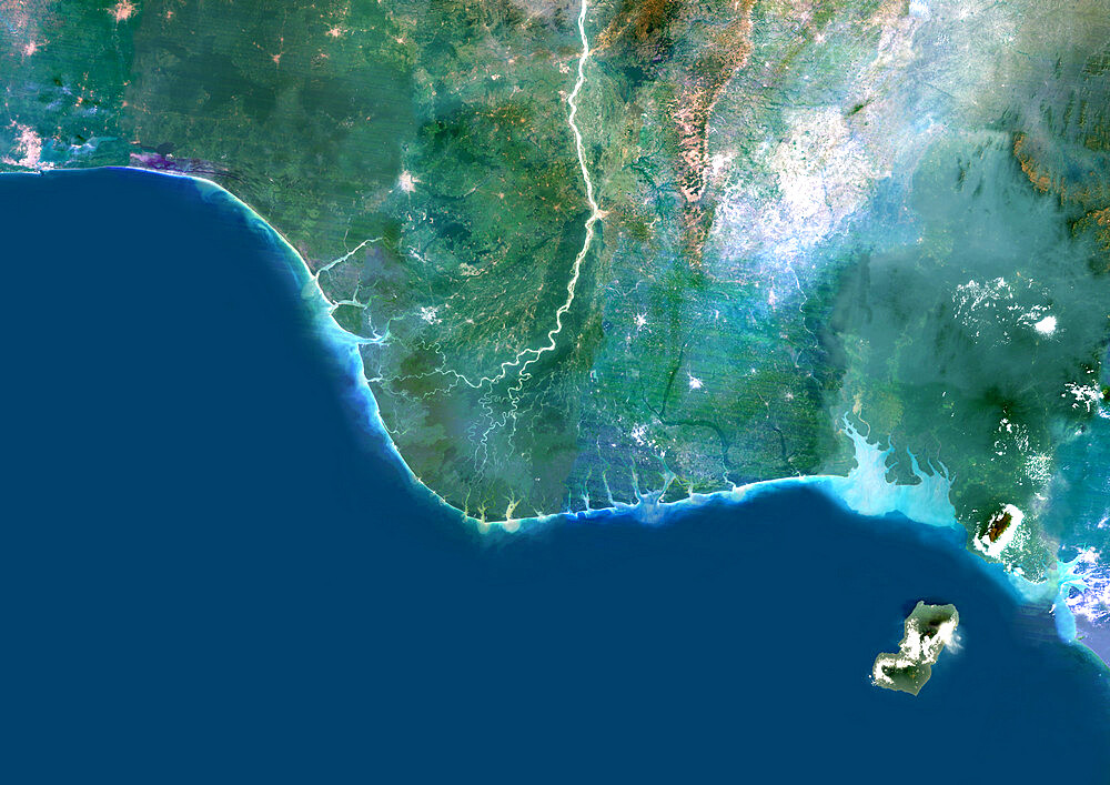 Niger River Delta, Nigeria, True Colour Satellite Image